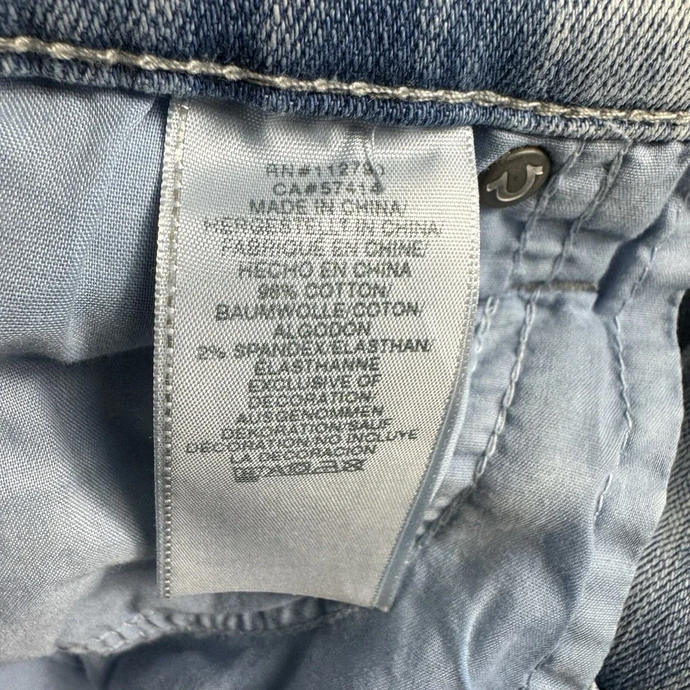 True Religion Rocco Moto Bleach Wash Mens Stretch Denim Jeans Size 33x34